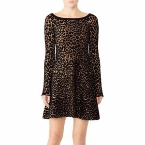 Ronny Kobo Long sleeve Leopard Roawn sweater dress - M